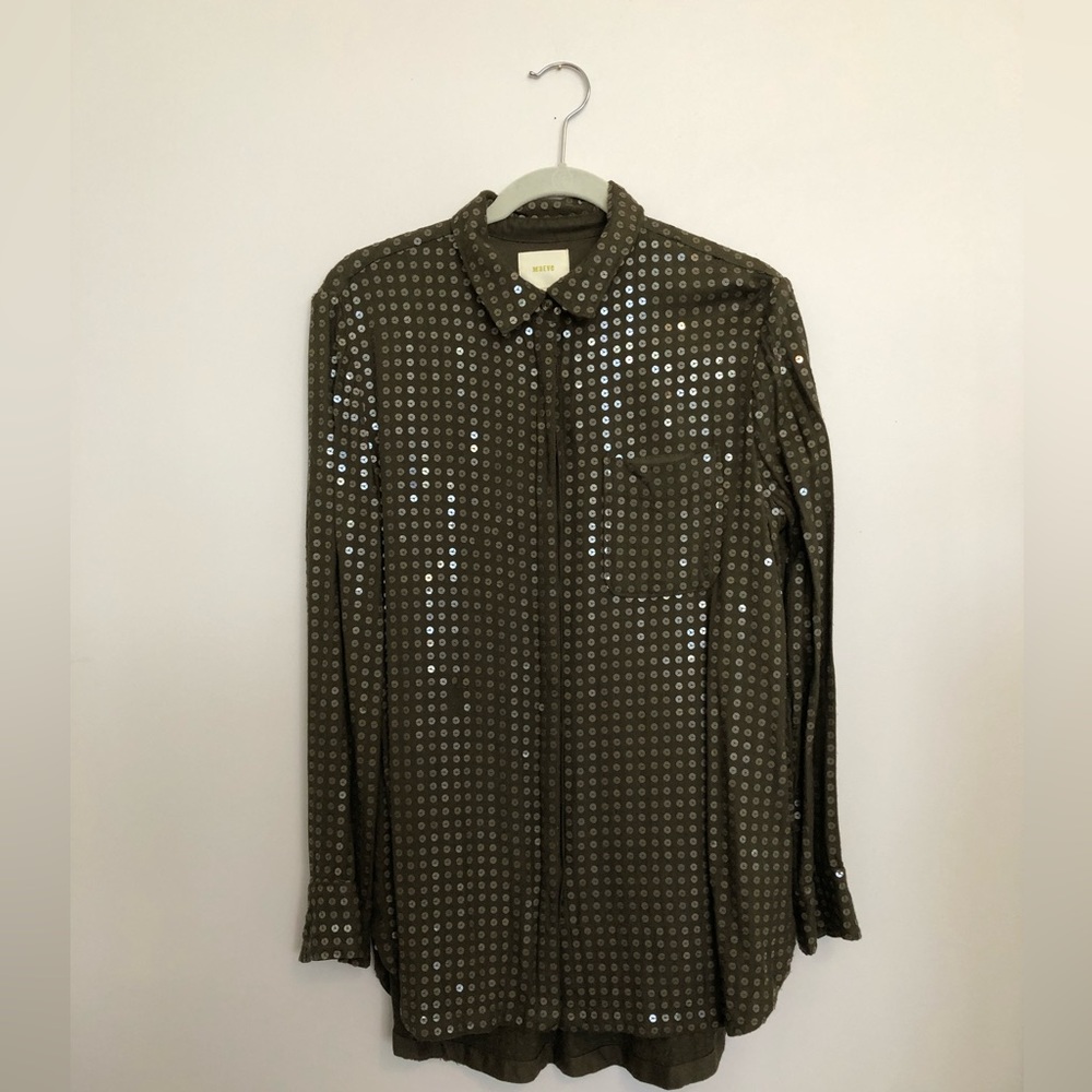Maeve Green sequin shirt M